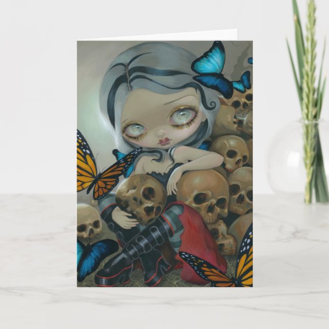 Grußkarte "Schmetterlinge und Knochen" Karte (Vorderseite)