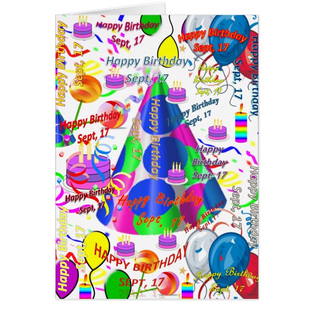 Grußkarte September, 17 Geburtstag (Vorne)