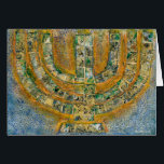 Grußkarte von Helle Menorah (Leere Innenseite)<br><div class="desc">Das Original für diese Menorah ist ein gemischtes Bild, das mit Acrylfarbe, Modelliermasse und Papier des jüdischen Künstlers Meredith Gould erstellt wurde.</div>