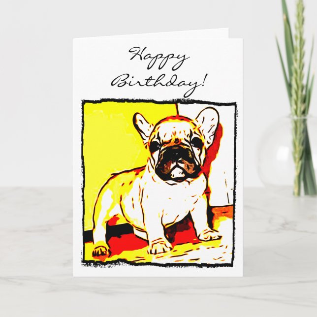 Grußkarte zum Geburtstag des französischen Bulldog Karte (Vorderseite)