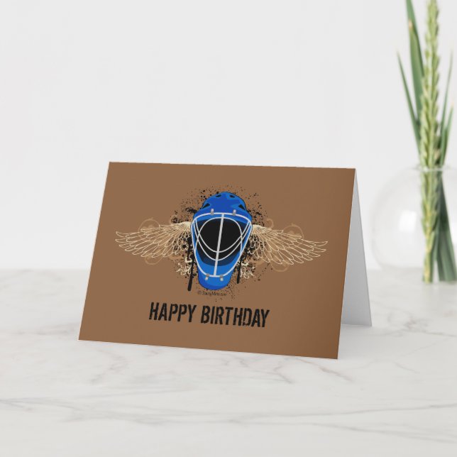 Grußkarte zum Geburtstag Hockey Goalie Mask Karte (Vorderseite)