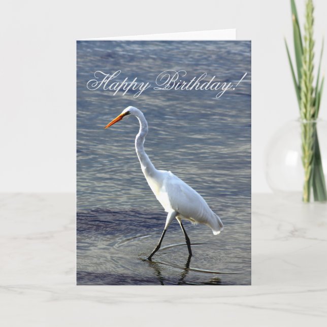 Grußkarte zum Geburtstag von Great Egret Bird Dankeskarte (Vorderseite)