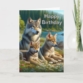 Grußkarte zum Geburtstag von Wolf Nature Karte