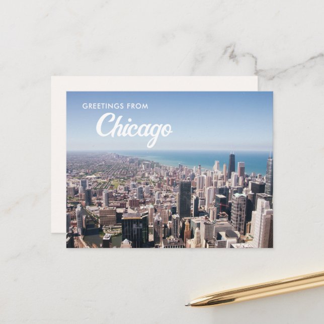 Grußkarten aus Chicago Postcard Postkarte (Vorderseite/Rückseite Beispiel)