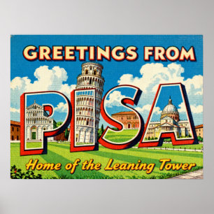 Grußkarten aus Pisa Poster im Vintage-Stil