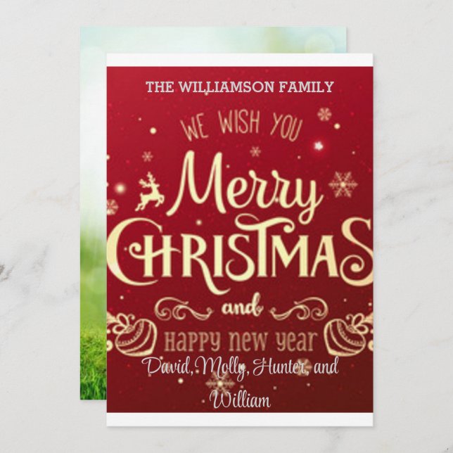 Grußkarten Frohe Weihnachts-Rote Weihnachtskarte Einladung (Vorne/Hinten)