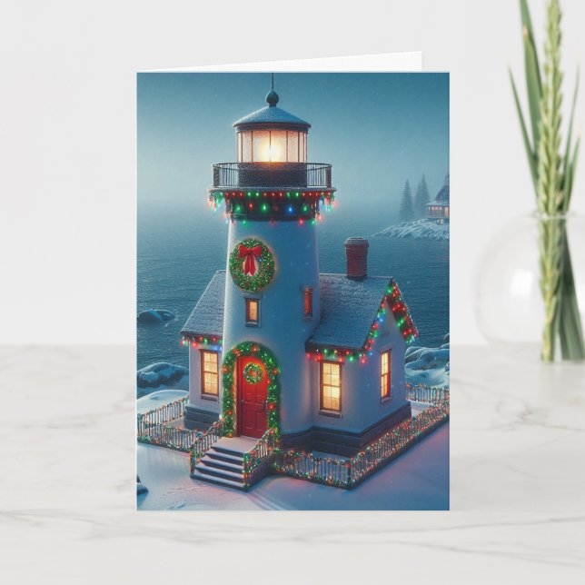 Grußkarten für Weihnachts-Leuchtturm Feiertagskarte (Vorderseite)