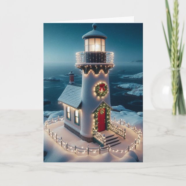 Grußkarten für Weihnachts-Leuchtturm Feiertagskarte (Vorderseite)