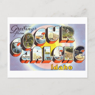 Grußkarten im Vintage-Stil aus Coeur d'Alene, Idah Postkarte
