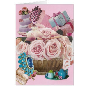 Grußkarten mit rosa Cabbage-Rose