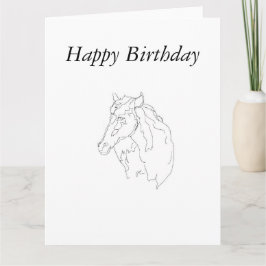 Grußkartenlinie zum Geburtstag Zeichn eines Pferde Karte