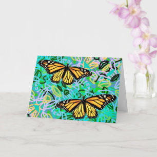 Grußkartenmonarchen/Abstrakte Neon-Blätter Karte