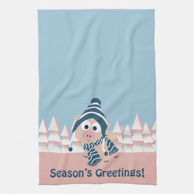 Grußschwein der Jahreszeit Küchentuch (Vertikal)