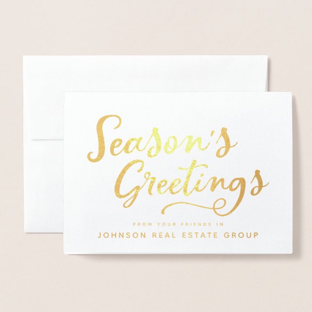 Grußtypografie der Saison | Feierliche Grüße Folienkarte (Vorderseite mit Umschlag)