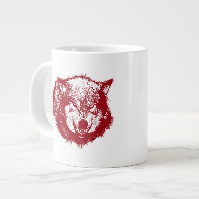 Gry Wolf in Rot Jumbo-Tasse (Vorderseite Links)