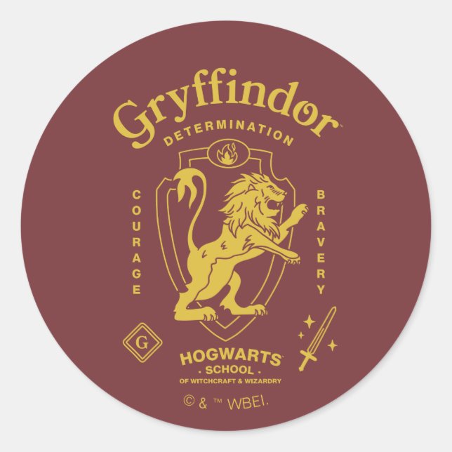 GRYFFINDOR™ Determination Courage Bravery Crest Runder Aufkleber (Vorderseite)