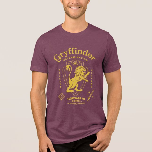 GRYFFINDOR™ Entschlossenheit Mut Tapferkeit Wappen Tri-Blend Shirt (Vorderseite)