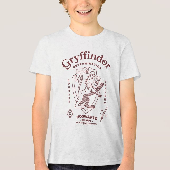 GRYFFINDOR™ Entschlossenheit Mut Tapferkeit Wappen Tri-Blend Shirt (Vorderseite)