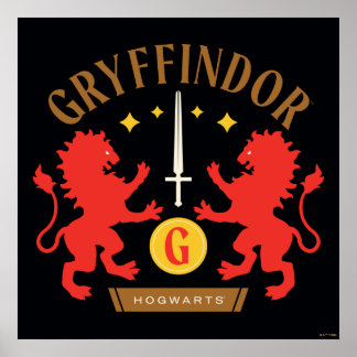 GRYFFINDOR™ House Double Lion Sword Graphic Poster