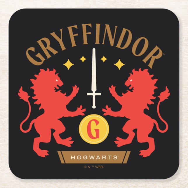 GRYFFINDOR™ House Double Lion Sword Graphic Rechteckiger Pappuntersetzer (Vorderseite)