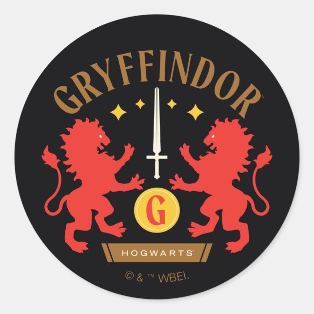 GRYFFINDOR™ House Double Lion Sword Graphic Runder Aufkleber (Vorderseite)