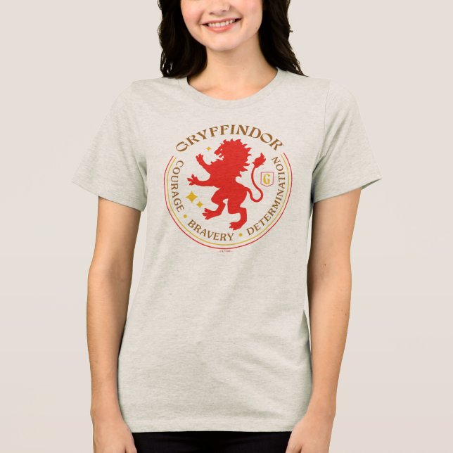 GRYFFINDOR™ Roter Löwe Haus Stolz Abzeichen Tri-Blend Shirt (Vorderseite)