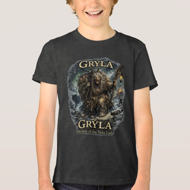 Grýla Folklore-Shirt – Mutter der Yule-Lads Tri-Blend Shirt (Vorderseite)