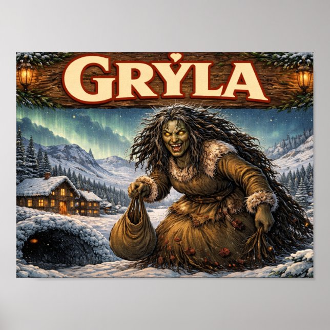 Gryla Isländischer Weihnachtsmann Plakat (Vorne)