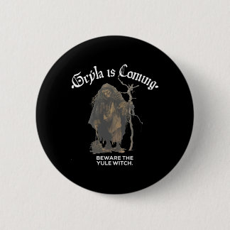 Gryla kommt, hüte dich vor dem Weihnachten Hexe is Button