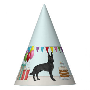 GSD Dog Schwarzer Schäfer Geburtstag farbig Partyhütchen