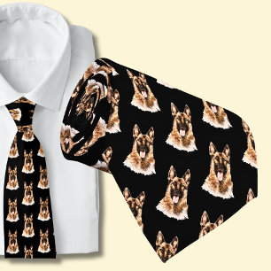GSD German Shepherd Hunde auf Black Neck Tie Krawatte