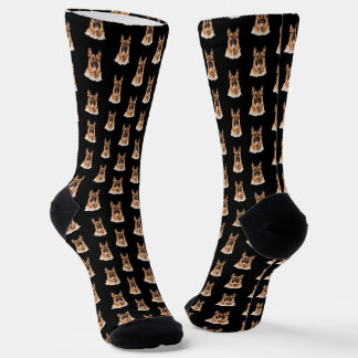 GSD German Shepherd Hunde auf schwarzen Socken