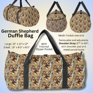 GSD German Shepherd Hunde on Brown Duffle Bag