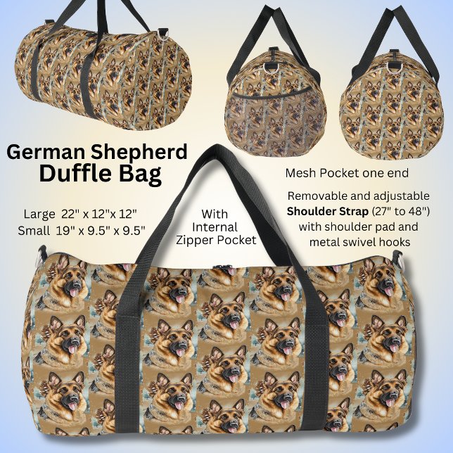 GSD German Shepherd Hunde on Brown Duffle Bag (Von Creator hochgeladen)