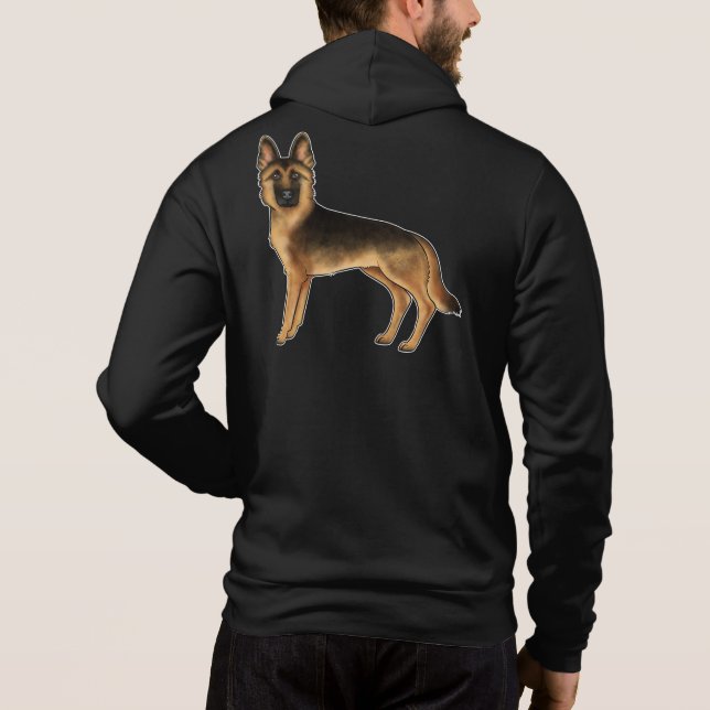 GSD-Hundedesign für Schwarz und Tan Hoodie (Rückseite)