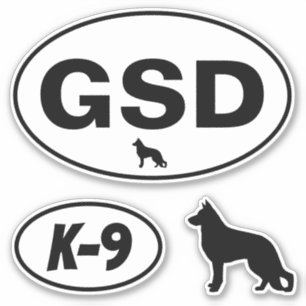 GSD ovales Aufkleber-Set des Schäferhund-HundK-9 Aufkleber