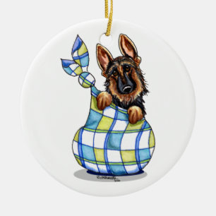 GSD Sack-Welpen-erstes Weihnachten personalisiert Keramik Ornament