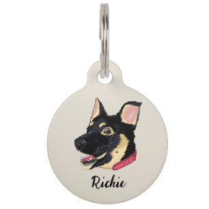 GSD Welpen Illustration Monogram Geschenk für Hund Haustiermarke
