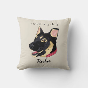 GSD-Welpen-Illustration Monogramm Hunde Liebhaber Kissen