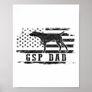Gsp Dad USA Amerikanische Flagge Deutsch Drahthaar Poster