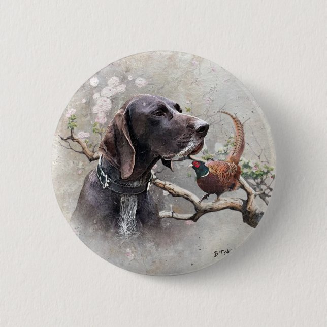 GSP Jagdkunst – Präzision, Leidenschaft und Fasan Button (Vorderseite)