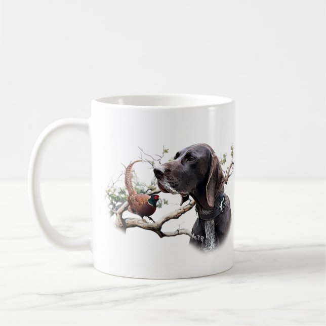 GSP Jagdkunst – Präzision, Leidenschaft und Fasan Kaffeetasse (Links)