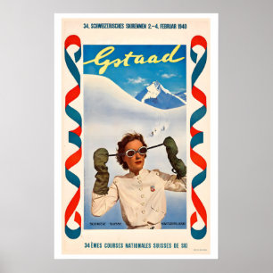 Gstaadt Berner Oberland Schweiz Vintage-Ski Poster