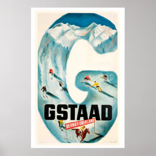Gstaadt Berner Oberland Schweiz Vintage-Ski Poster