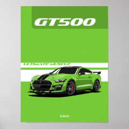 GT500 Muscle Car Poster - Grün