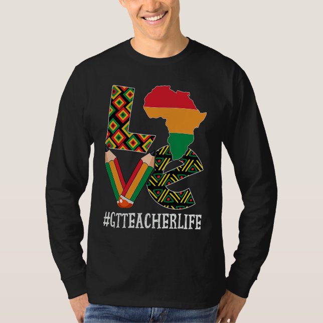 GT Teacher Love Map African American Black History T-Shirt (Vorderseite)