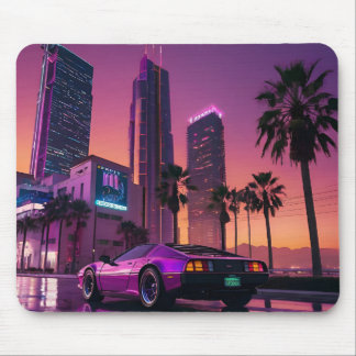 GTA 6 Vibe Mouse Pad - Retro Car in Neon City Suns Mousepad
