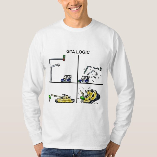 GTA Logic Meme Outfit | Funny Gamer Gear T-Shirt (Vorderseite)