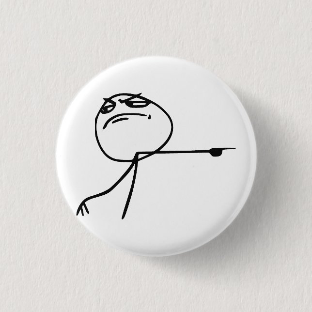 GTFO gehen Typ-Raserei-Gesichts-Comic Meme hinaus Button (Vorderseite)