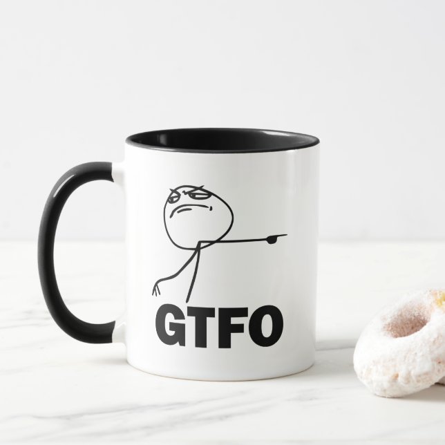 GTFO Meme Kaffee-Tasse Tasse (Mit Donut)